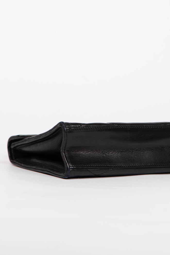 80s Chanel Black Lambskin Small Top Handle Bag