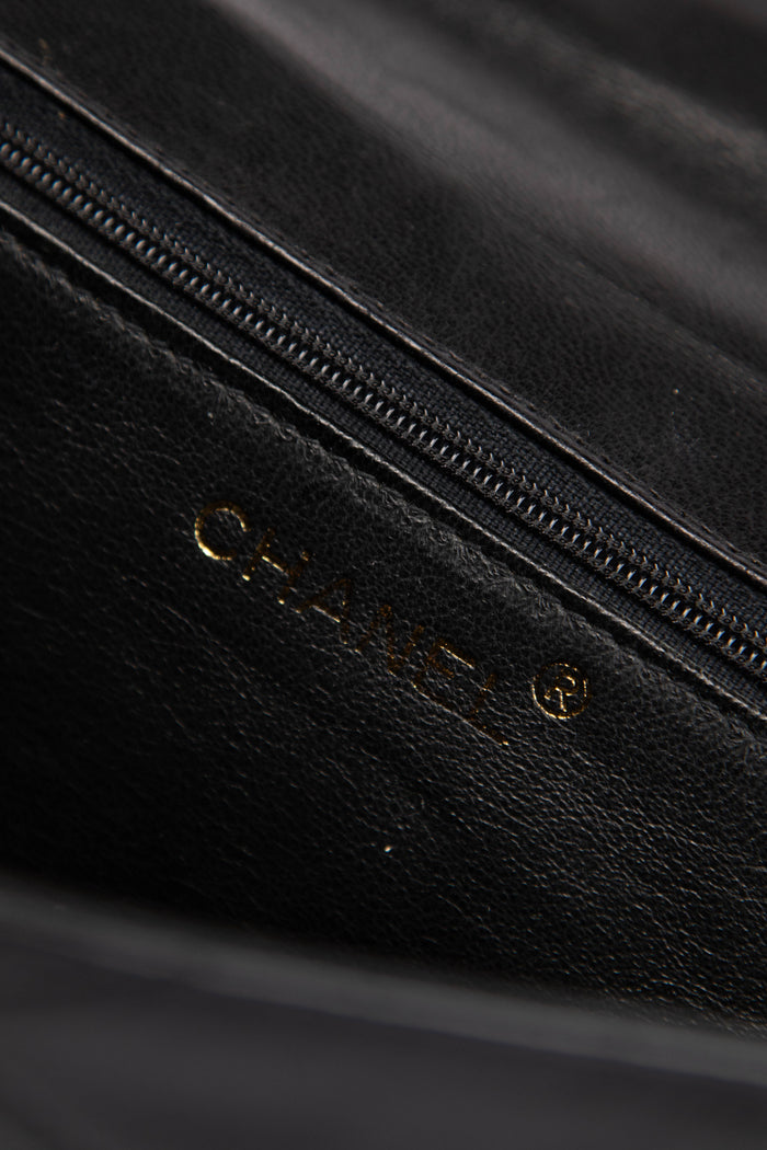 80s Chanel Black Lambskin Small Top Handle Bag