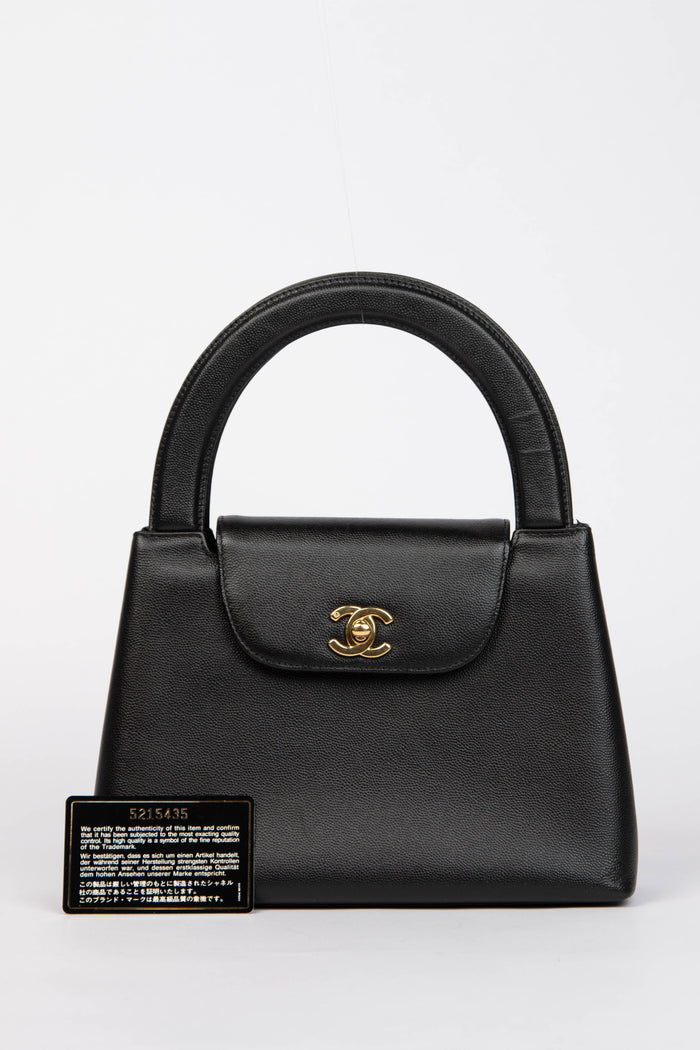 RARE 90s Chanel Black Caviar Leather Large Kelly Bag