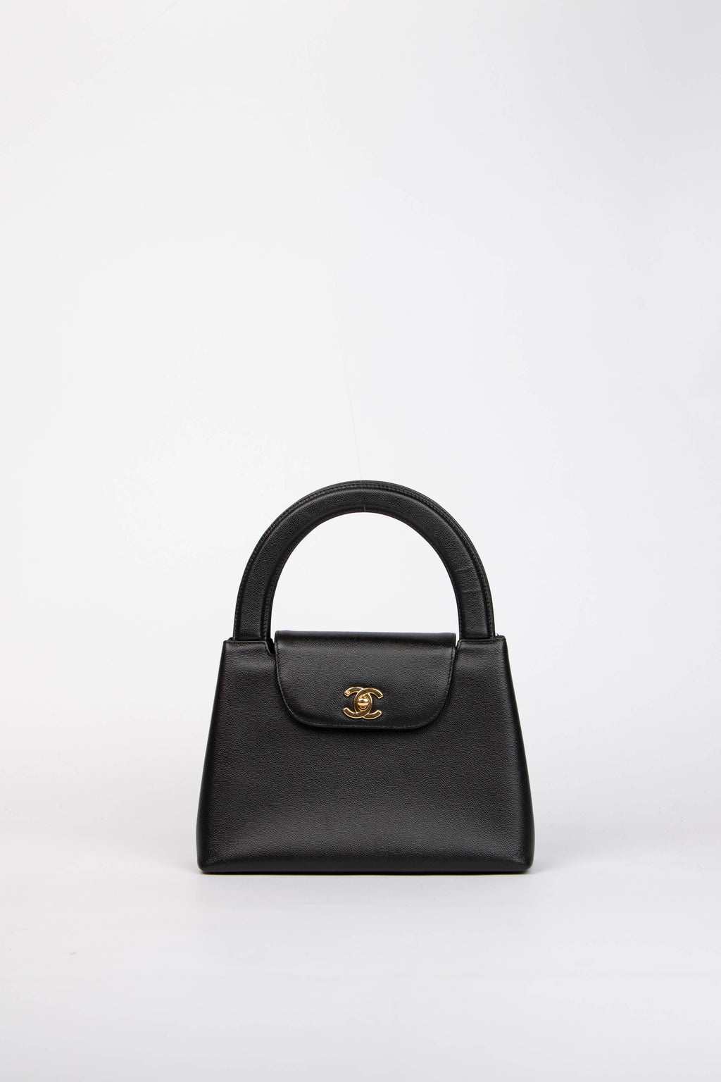 RARE 90s Chanel Black Caviar Leather Large Kelly Bag