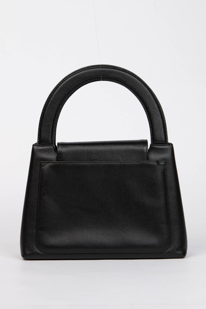 RARE 90s Chanel Black Caviar Leather Large Kelly Bag