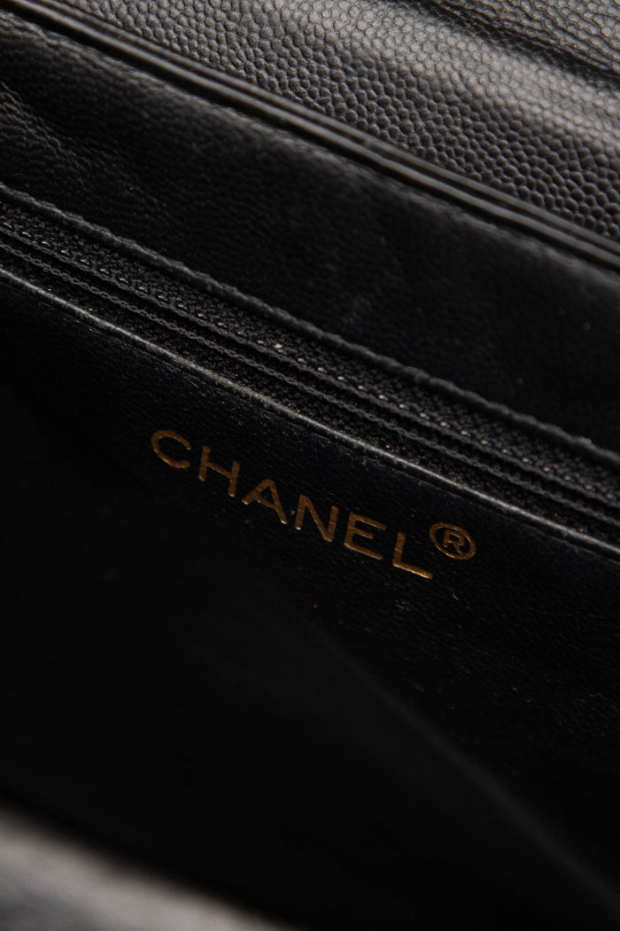 RARE 90s Chanel Black Caviar Leather Large Kelly Bag