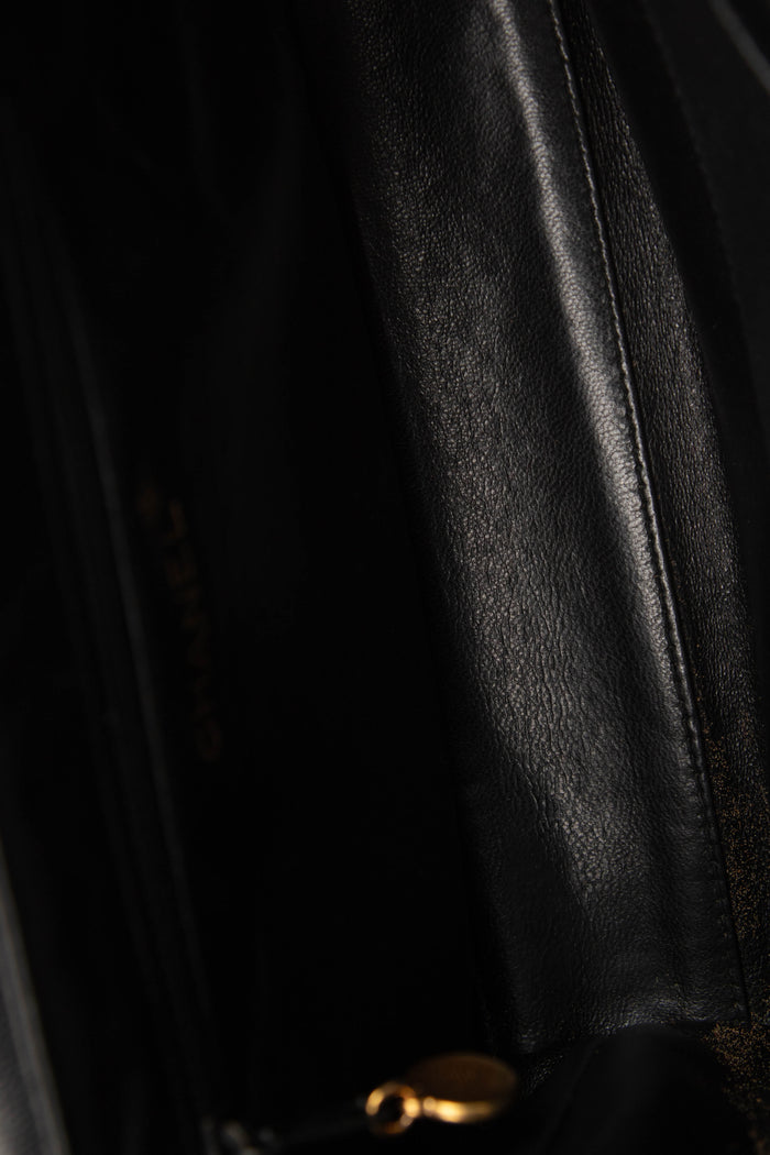 RARE 90s Chanel Black Caviar Leather Large Kelly Bag