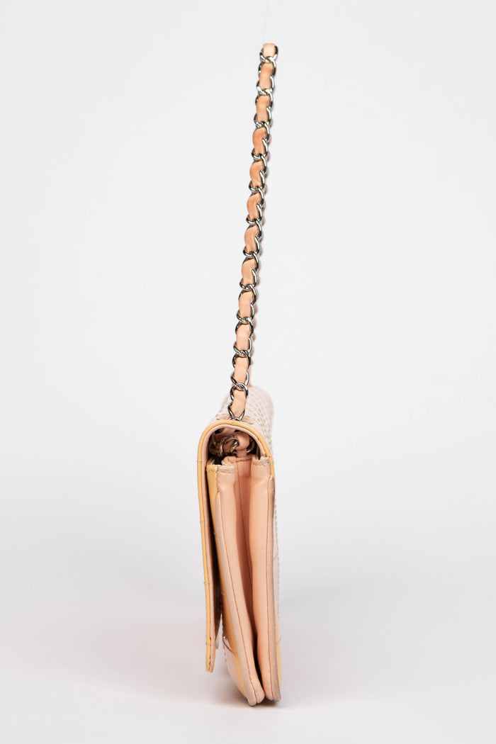 2000s Chanel Patent Leather Diagonal East West Chocolate Bar Flap Bag