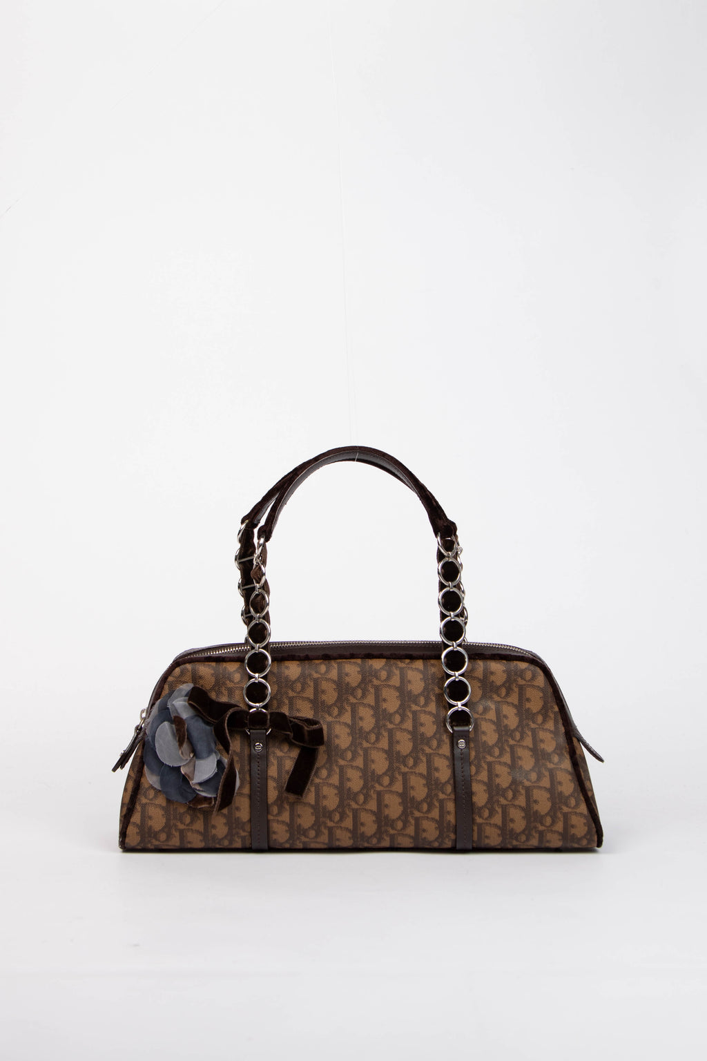 2000s Christian Dior Brown Romantiqué Monogram Shoulder Bag