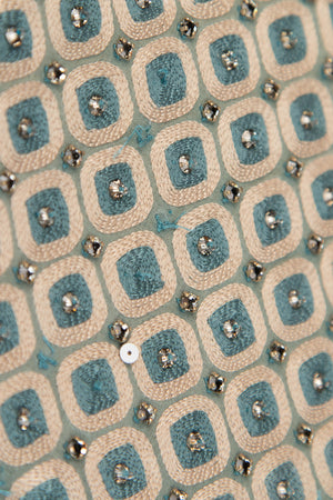 RARE Christian Dior Blue Embroidered Mini Lady Dior