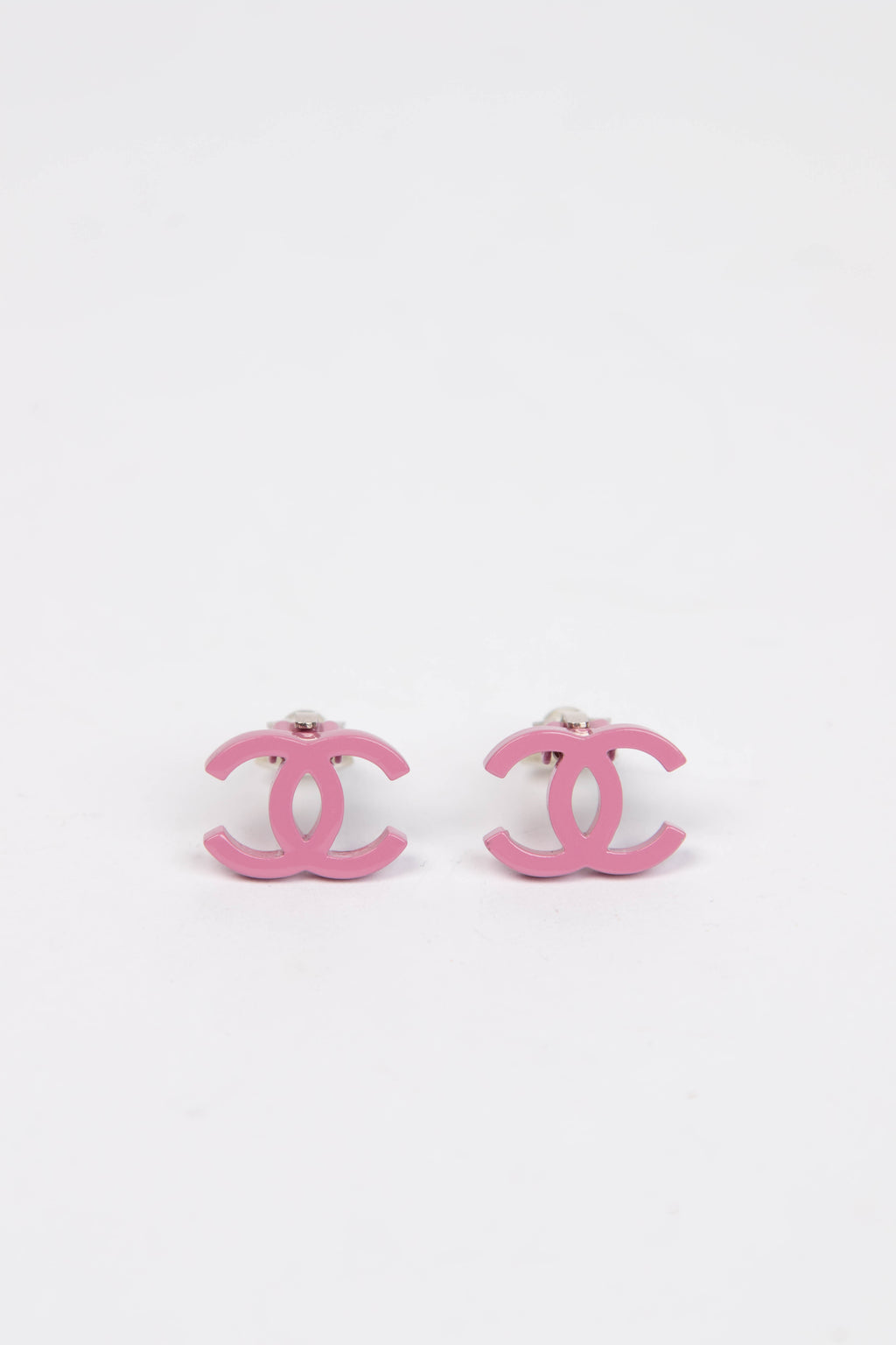 2000s Chanel Pink CC Clip on Earrings