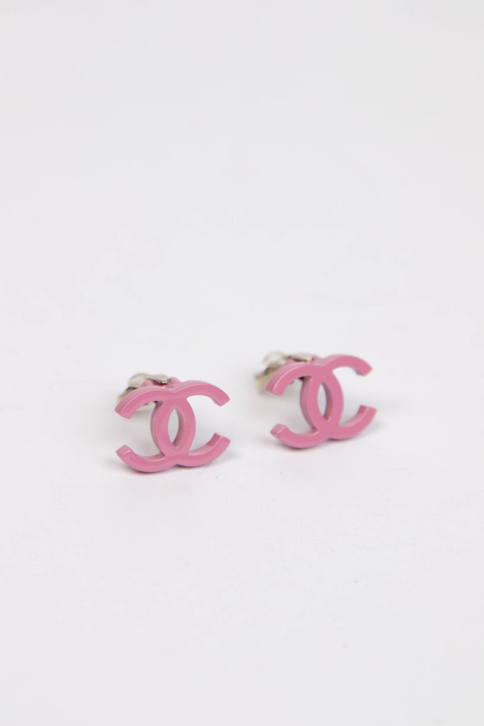 2000s Chanel Pink CC Clip on Earrings