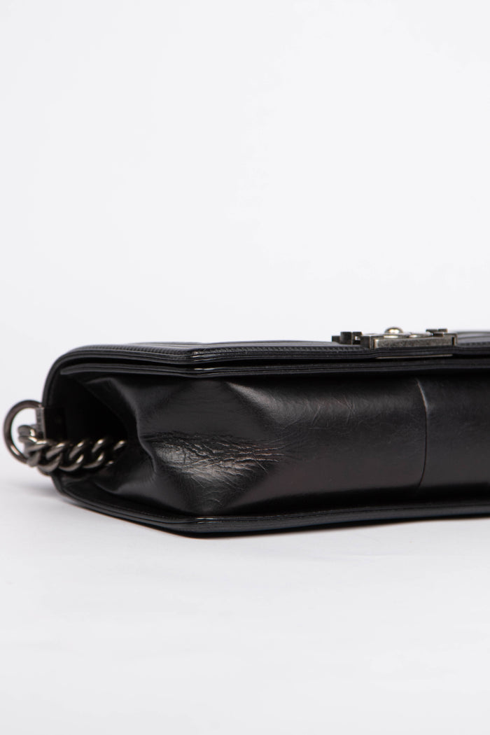 2014 Chanel Black Calfskin Leather Medium Boy Bag