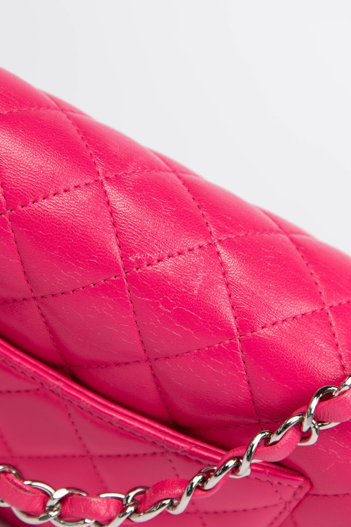 2014 Chanel Hot Pink Lambskin Mini Rectangular Flap Shoulder Bag