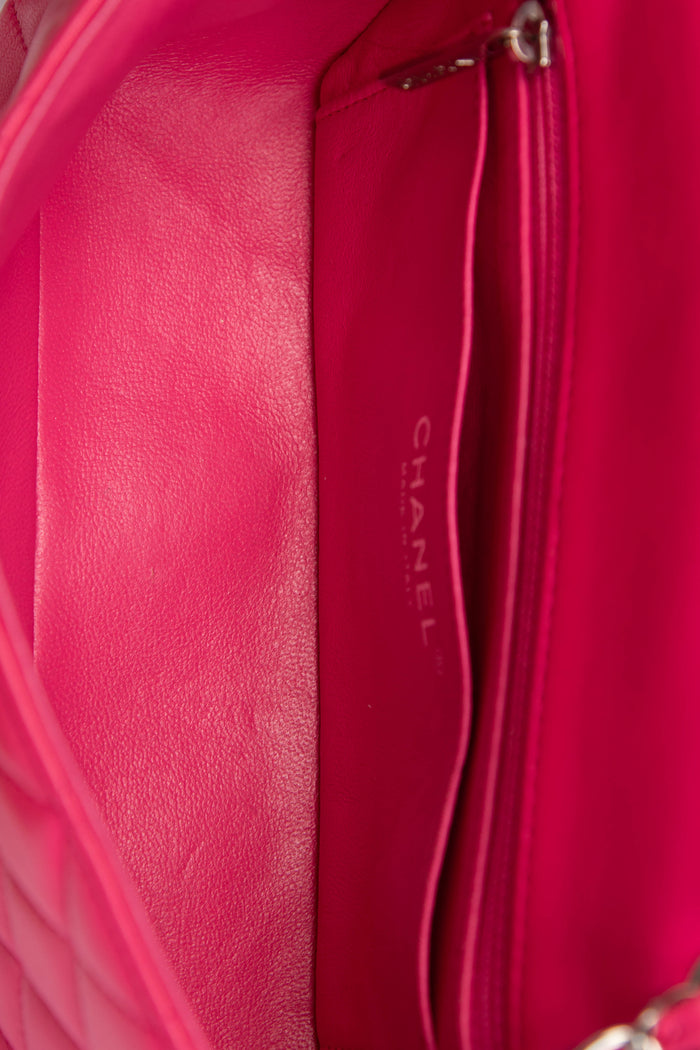 2014 Chanel Hot Pink Lambskin Mini Rectangular Flap Shoulder Bag