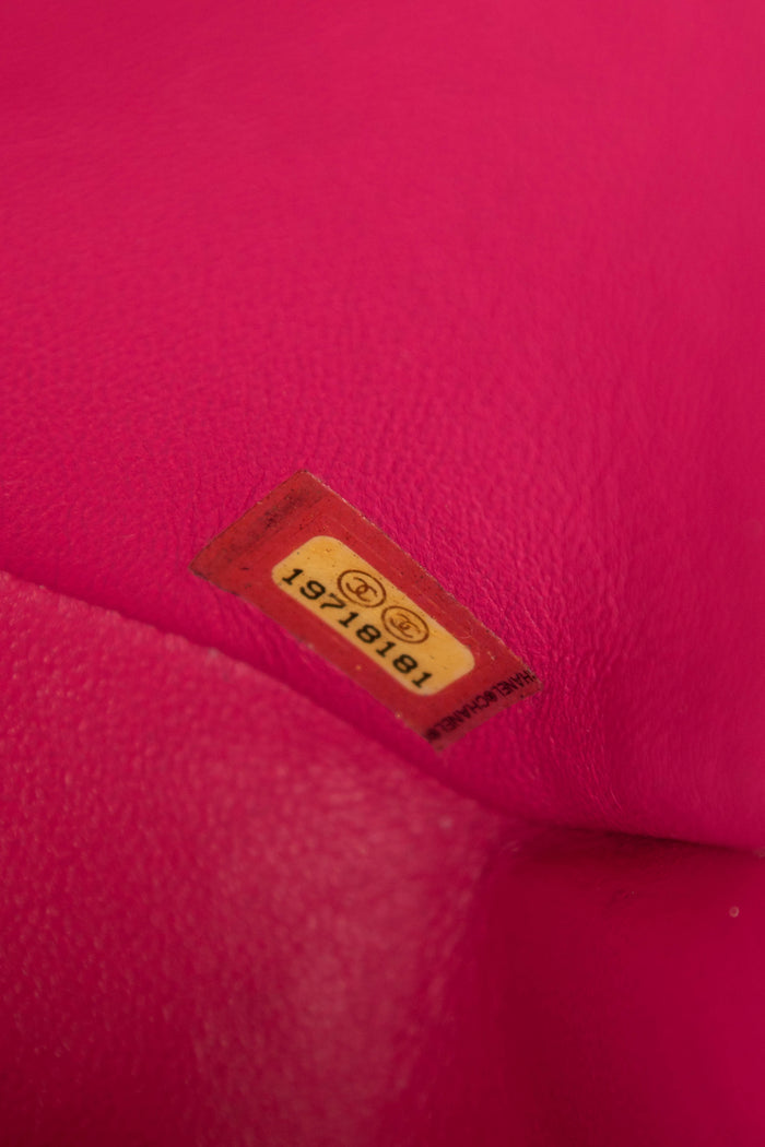 2014 Chanel Hot Pink Lambskin Mini Rectangular Flap Shoulder Bag