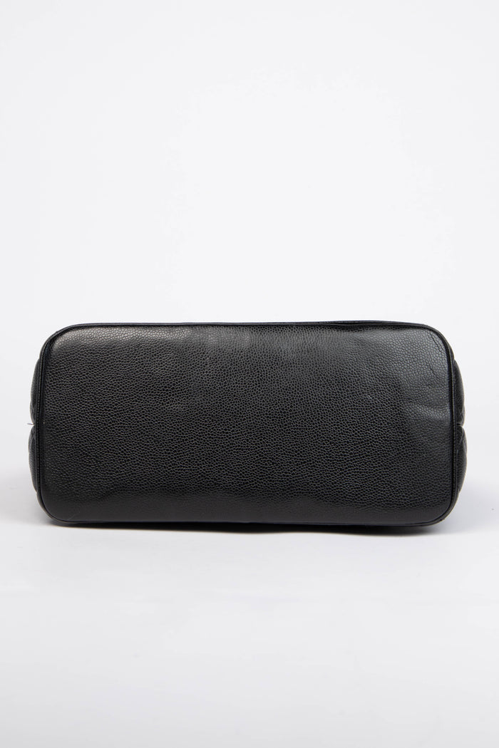 2000s Chanel Black Caviar Gold Medallion Tote Bag