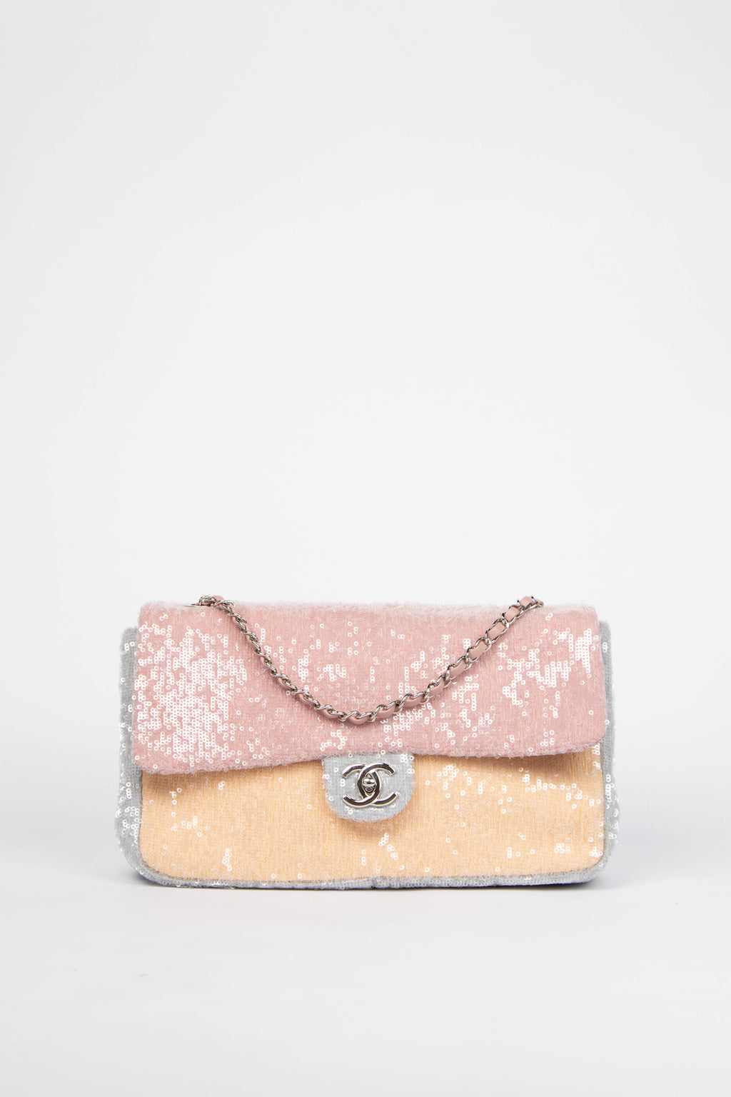 RARE 2018 Chanel Pastel Sequin Large Single Flap Bag