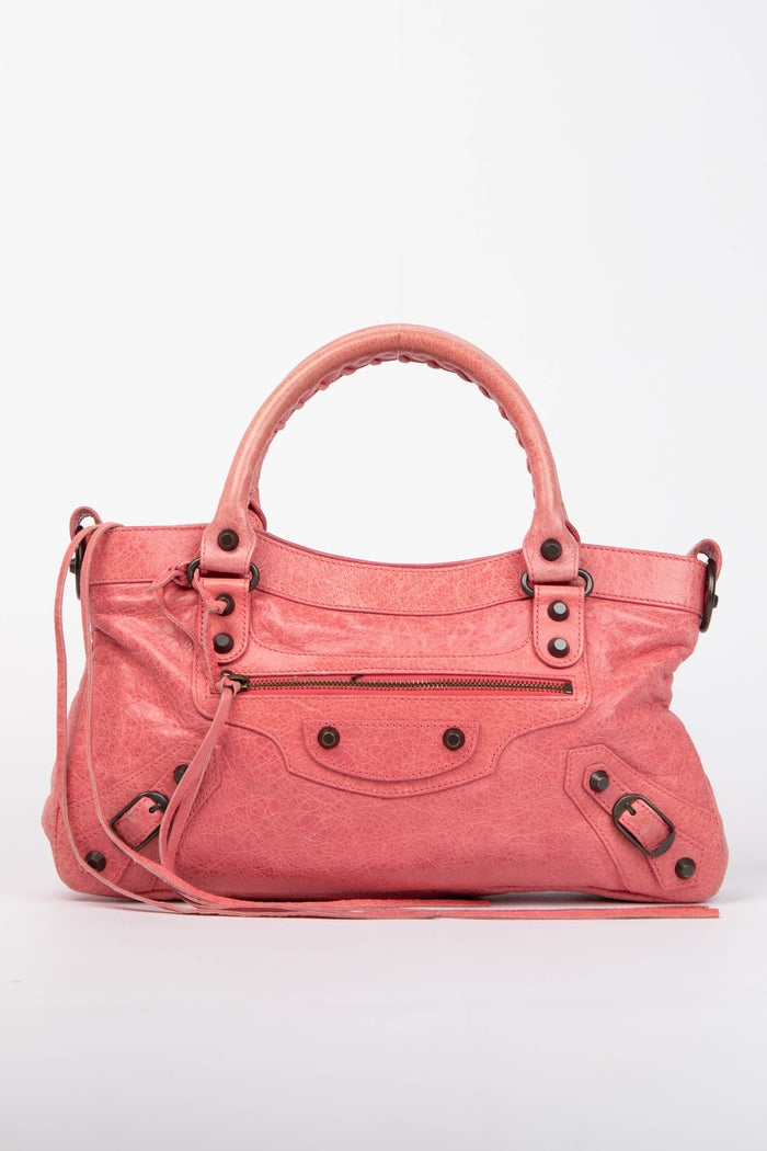 2010s Balenciaga Pink Leather First City Shoulder Bag