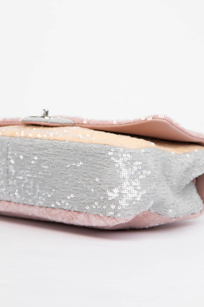 RARE 2018 Chanel Pastel Sequin Large Single Flap Bag