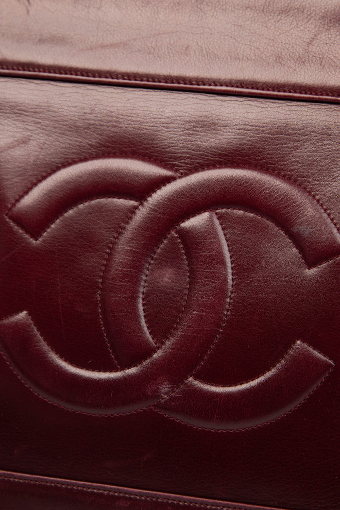 90s Chanel Burgundy Lambskin CC Tote Bag with 24k GHW