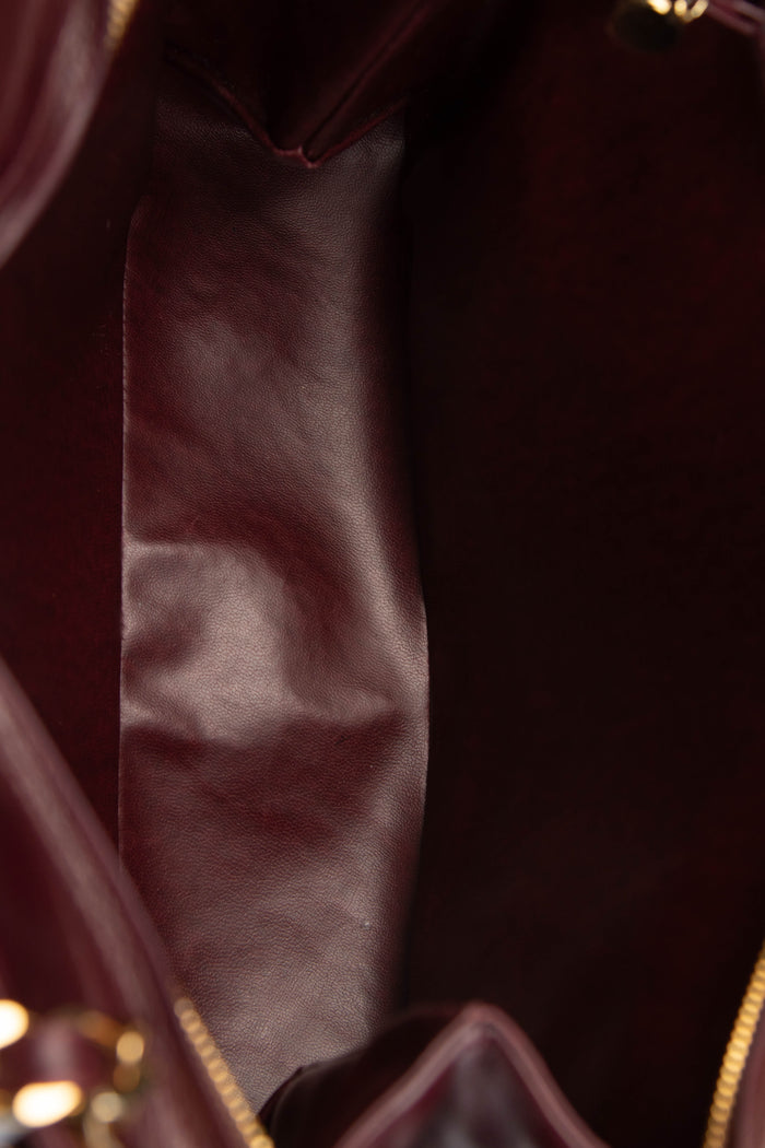 90s Chanel Burgundy Lambskin CC Tote Bag with 24k GHW
