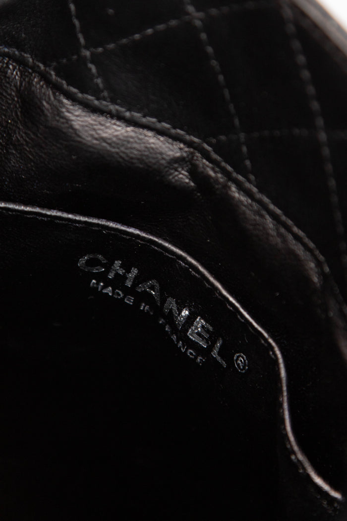 2000s Chanel Black Patent Leather Sideways Flap Shoulder Bag