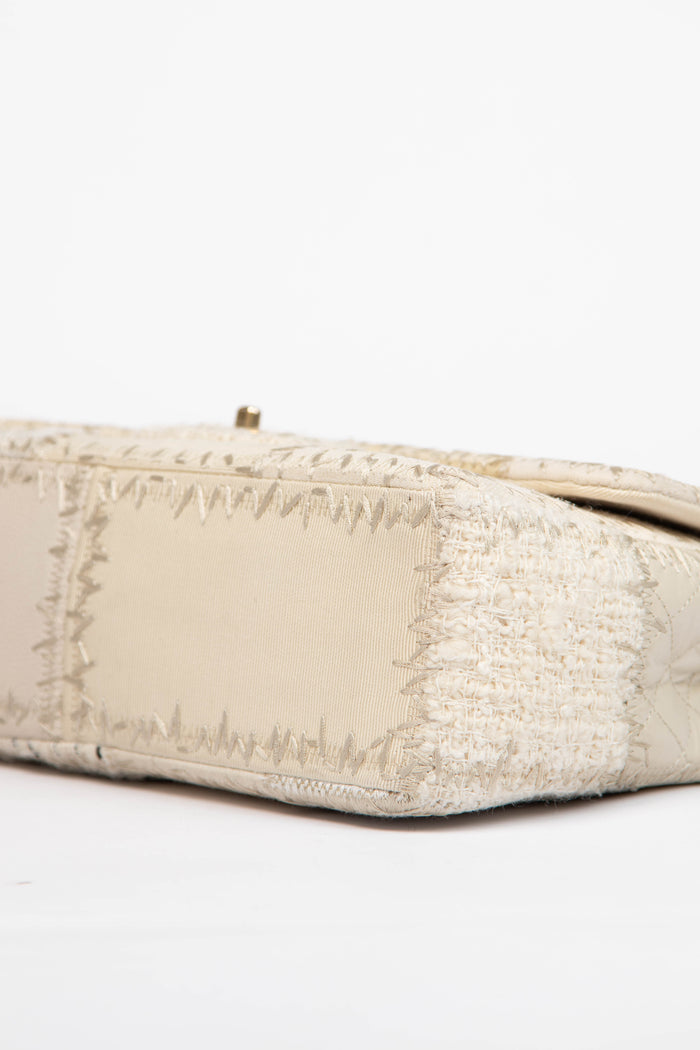 RARE 2010s Chanel Cream Patchwork Jumbo Single Flap Bag