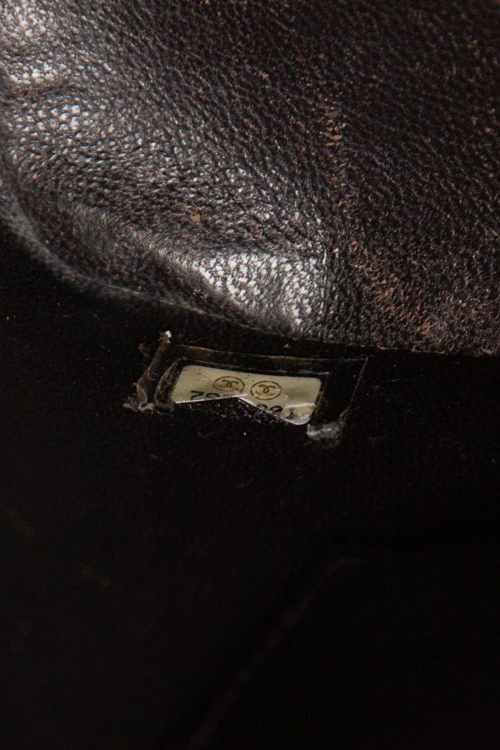 2000s Chanel Brown Patent Leather Gold Medallion Tote Bag