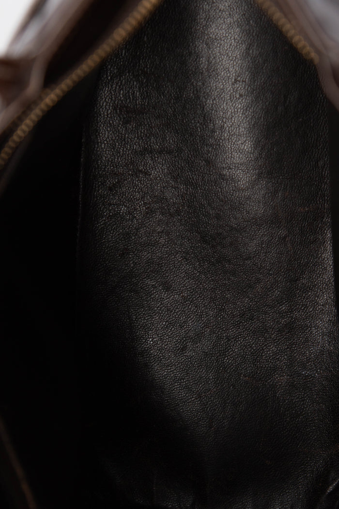 2000s Chanel Brown Patent Leather Gold Medallion Tote Bag