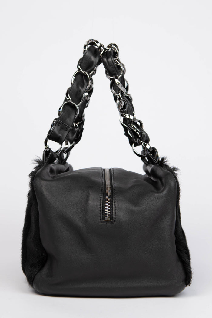 2000s Chanel Black Pony Hair CC Tote Bag