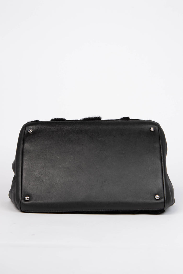 2000s Chanel Black Pony Hair CC Tote Bag