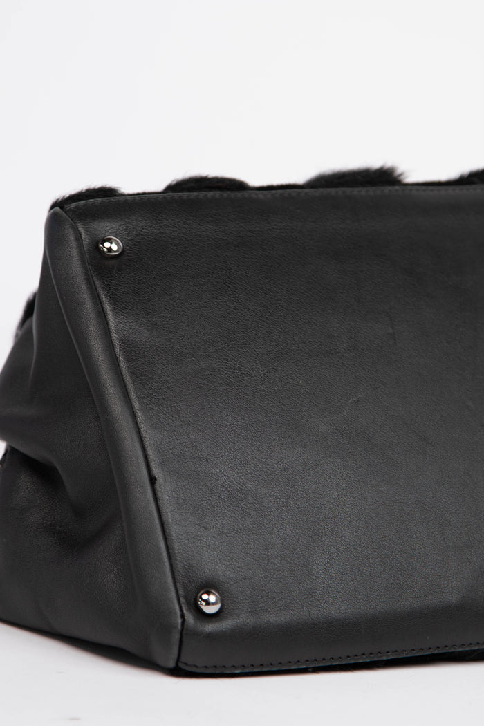 2000s Chanel Black Pony Hair CC Tote Bag