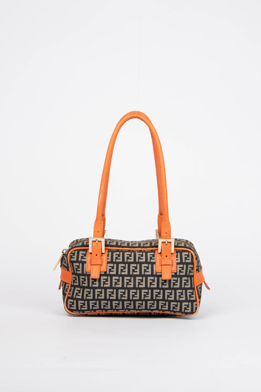 Vintage Fendi Zucchino Canvas Boston Shoulder Bag