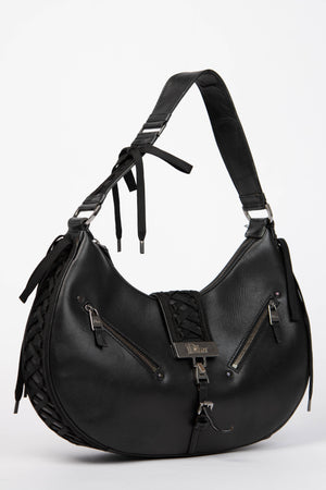 Vintage Christian Dior Galliano Black Leather Admit It Shoulder Bag