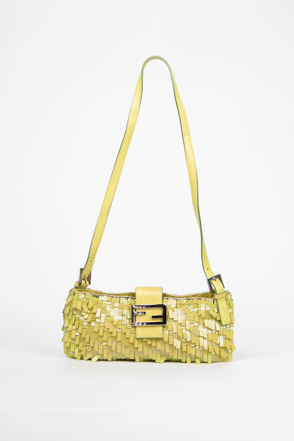 RARE Vintage Fendi Green Sequin East West Shoulder Bag