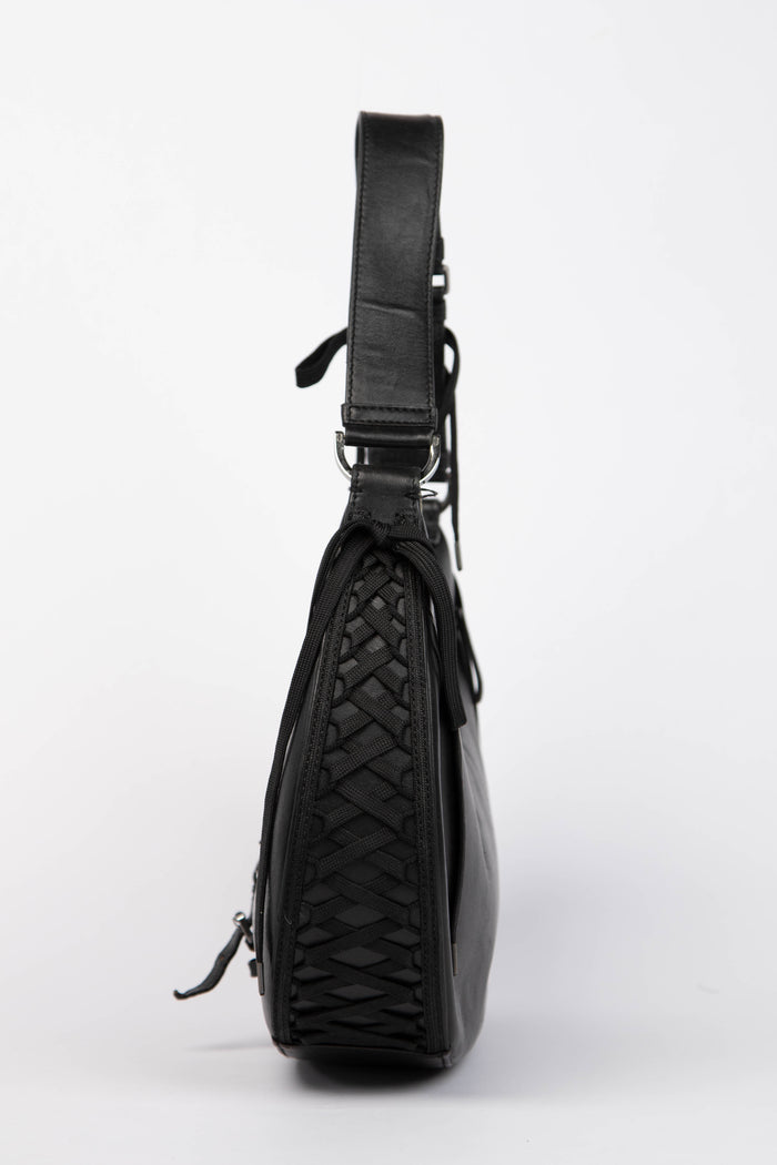Vintage Christian Dior Galliano Black Leather Admit It Shoulder Bag
