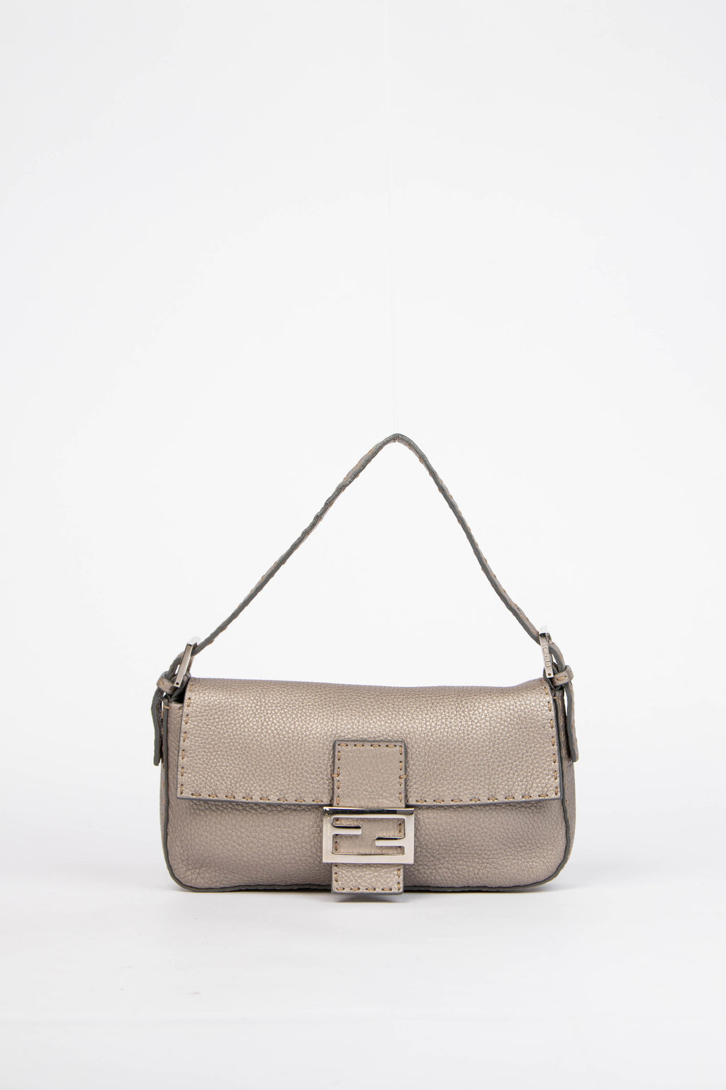 Vintage Fendi Metallic Leather Selleria Baguette Shoulder Bag