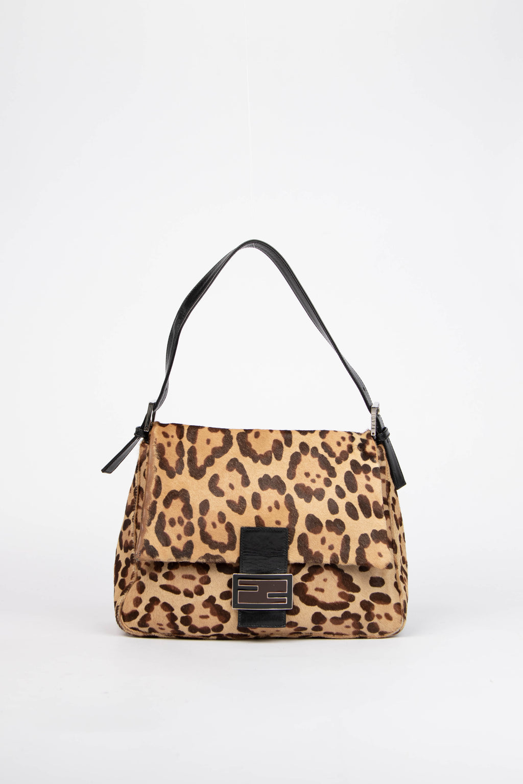 Vintage Fendi Leopard Pony Hair Mama Baguette Shoulder Bag