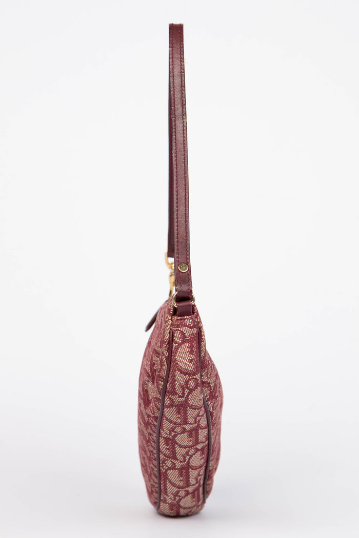 2000s Christian Dior Red Monogram Trotter Saddle Bag