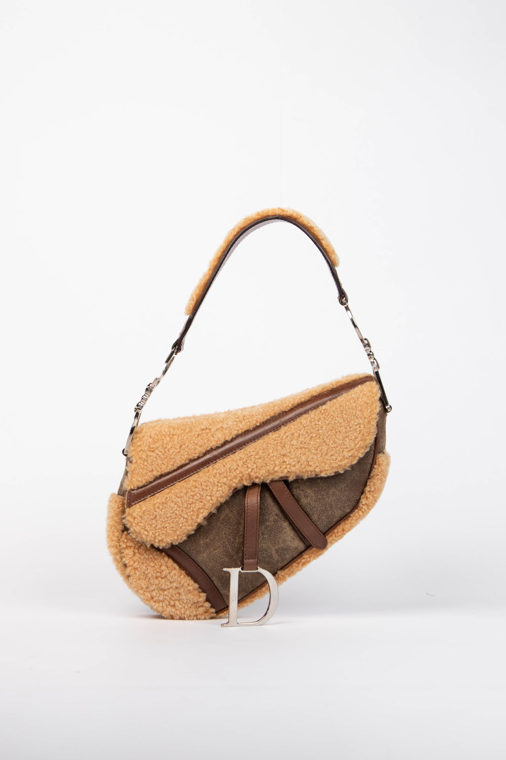 RARE 2000s Christian Dior Shearling Saddle Bag