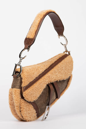 RARE 2000s Christian Dior Shearling Saddle Bag
