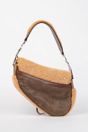 RARE 2000s Christian Dior Shearling Saddle Bag