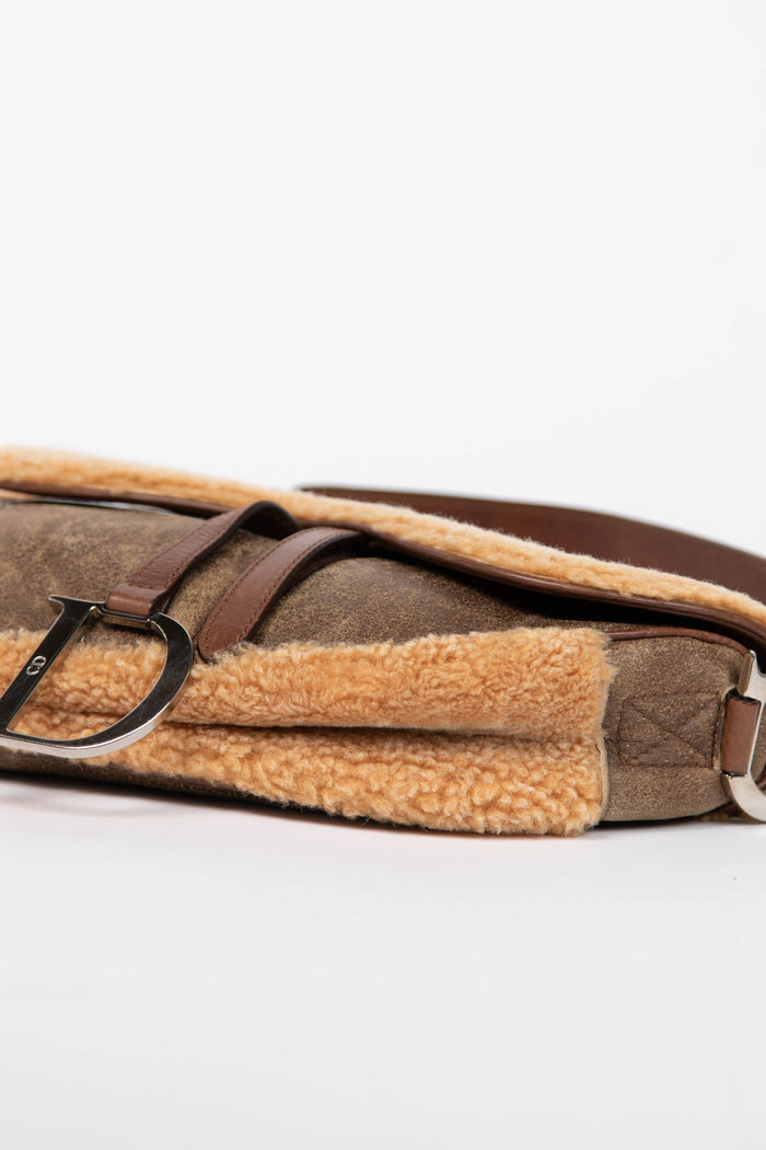 RARE 2000s Christian Dior Shearling Saddle Bag