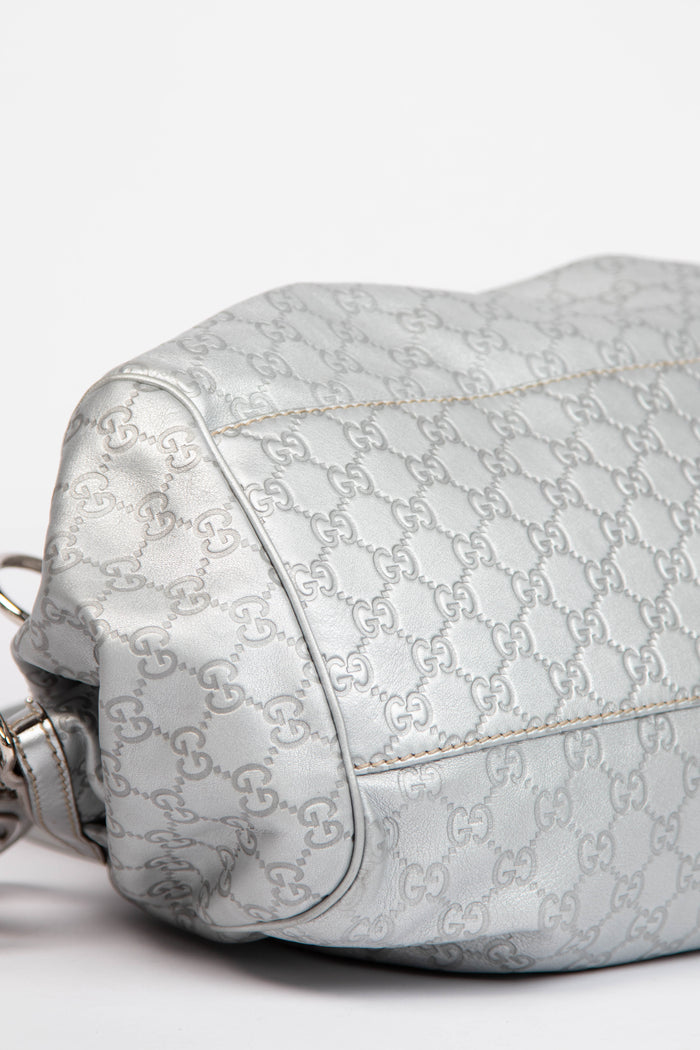 2000s Gucci Silver Leather Guccissima Sukey Tote Bag