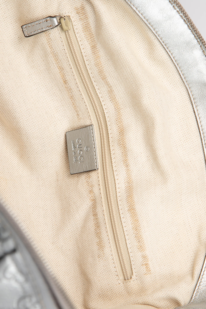 2000s Gucci Silver Leather Guccissima Sukey Tote Bag