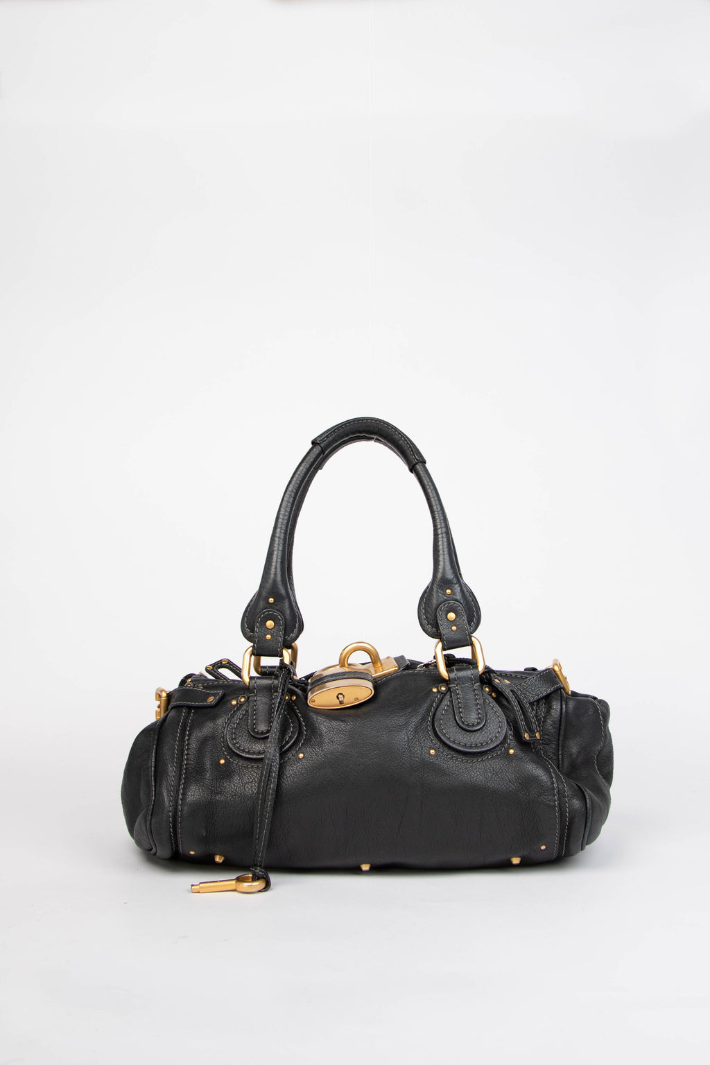 2000s Chloe Black Leather Paddington Shoulder Bag