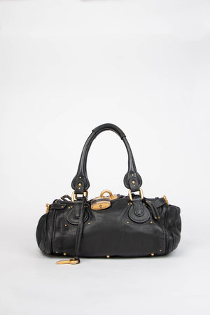 2000s Chloe Black Leather Paddington Shoulder Bag