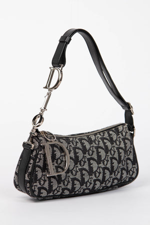Vintage Christian Dior Black Monogram Spell Out Mini Shoulder