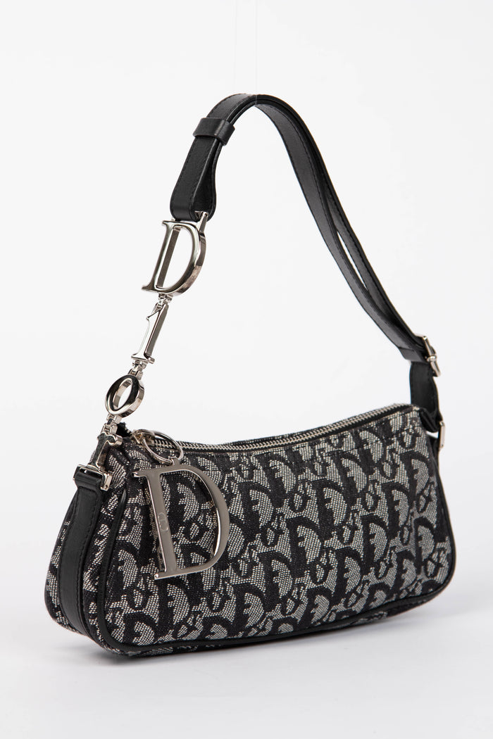 Vintage Christian Dior Black Monogram Spell Out Mini Shoulder