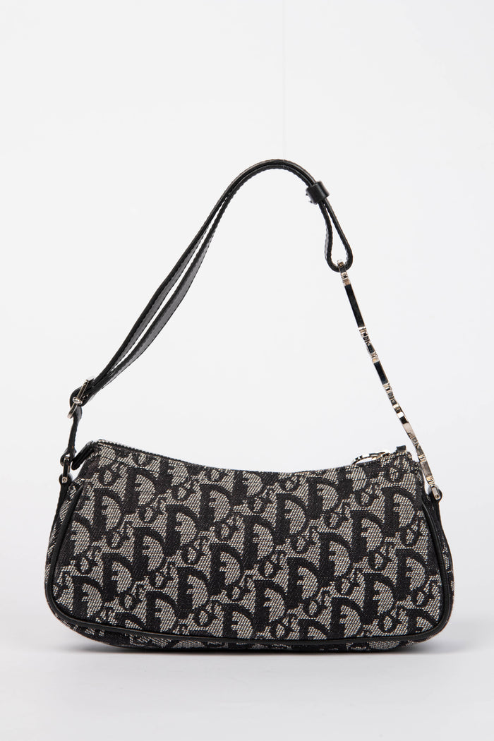Vintage Christian Dior Black Monogram Spell Out Mini Shoulder