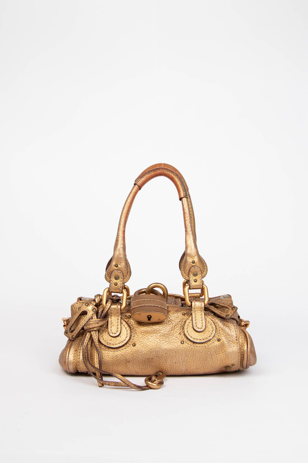 RARE 2000s Chloe Gold Metallic Leather Small Paddington Shoulder Bag