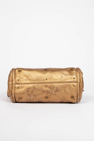 RARE 2000s Chloe Gold Metallic Leather Small Paddington Shoulder Bag