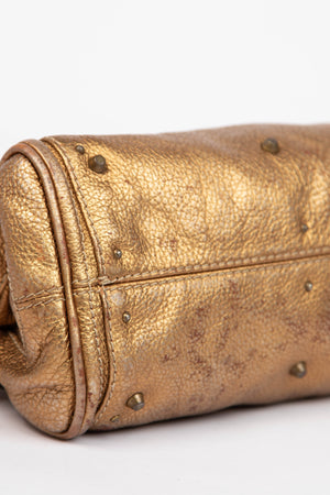 RARE 2000s Chloe Gold Metallic Leather Small Paddington Shoulder Bag